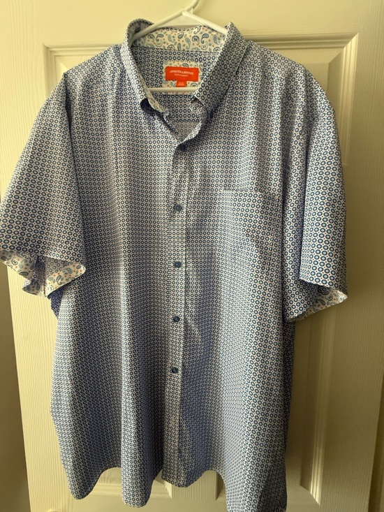 Johnston & Murphy Other - Johnston & Murphy Blue Geo-Print Short-Sleeve Button-Down Shirt